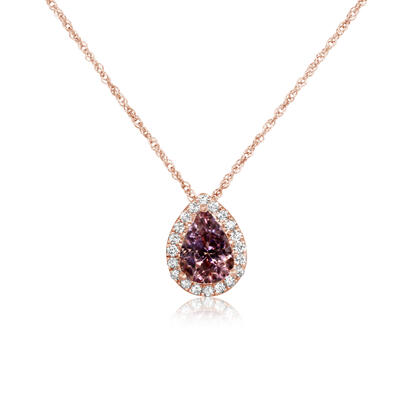 14K Rose Gold Lotus Garnet/Diamond Pendant 14K Rose Gold Lotus Garnet/Diamond Pendant
