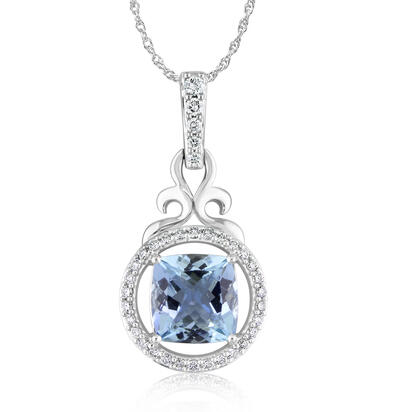 14K White Gold Aquamarine/Diamond Pendant 14K White Gold Aquamarine/Diamond Pendant