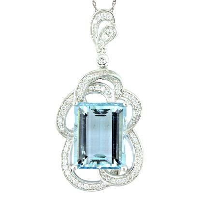 18K White Gold Aquamarine/Diamond Pendant 18K White Gold Aquamarine/Diamond Pendant