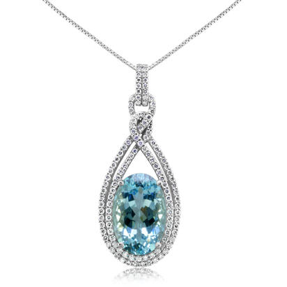 18K White Gold Aquamarine/Diamond Pendant 18K White Gold Aquamarine/Diamond Pendant