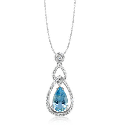 18K White Gold Aquamarine/Diamond Pendant 18K White Gold Aquamarine/Diamond Pendant