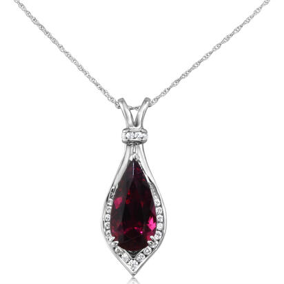 18K White Gold Raspberry Tourmaline(Rubellite)/Diamond Pendant 18K White Gold Raspberry Tourmaline(Rubellite)/Diamond Pendant