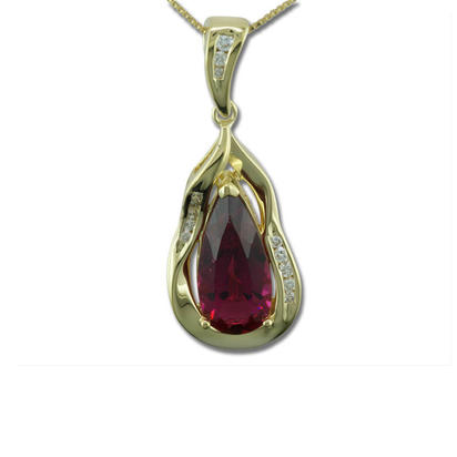 18K Yellow Gold Raspberry Tourmaline(Rubellite)/Diamond Pendant 18K Yellow Gold Raspberry Tourmaline(Rubellite)/Diamond Pendant