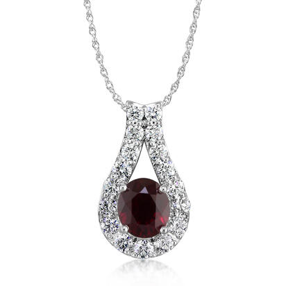 18K White Gold Mozambique Ruby/Diamond Pendant 18K White Gold Mozambique Ruby/Diamond Pendant