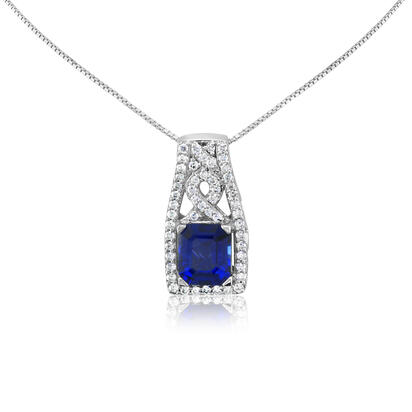 18K White Gold Ceylon Sapphire/Diamond Pendant 18K White Gold Ceylon Sapphire/Diamond Pendant