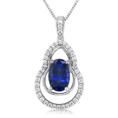 18K White Gold Ceylon Sapphire/Diamond Pendant 18K White Gold Ceylon Sapphire/Diamond Pendant