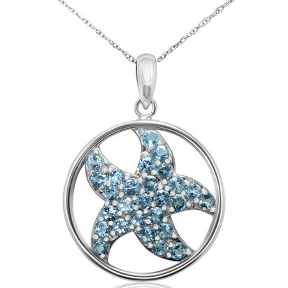 Sterling Silver Blue Topaz Starfish Pendant Sterling Silver Blue Topaz Starfish Pendant