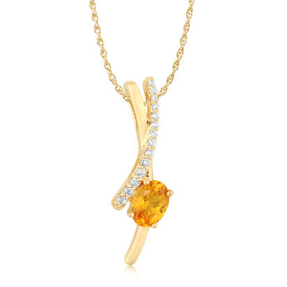 14K Yellow Gold Mandarin Garnet/Diamond Pendant 14K Yellow Gold Mandarin Garnet/Diamond Pendant