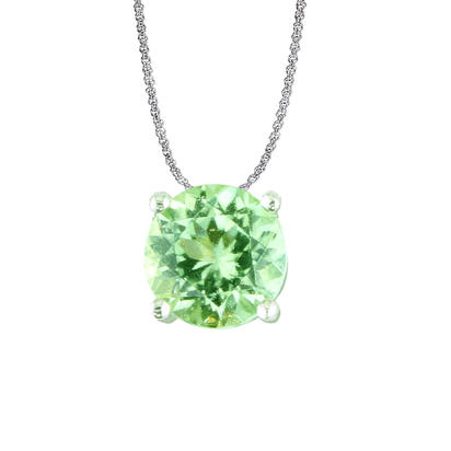 14K White Gold 6mm Round Mint Garnet Pendant 14K White Gold 6mm Round Mint Garnet Pendant