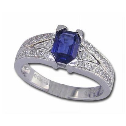 18K White Gold Blue Sapphire/Diamond Ring 18K White Gold Blue Sapphire/Diamond Ring