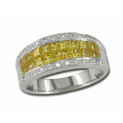 14K White Gold Solid Yellow Sapphire/Diamond Ring 14K White Gold Solid Yellow Sapphire/Diamond Ring