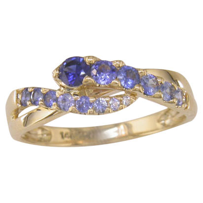 14K Yellow Gold Graduated Blue Sapphire Ring 14K Yellow Gold Graduated Blue Sapphire Ring