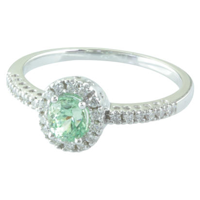 14K White Gold Mint Garnet/Diamond Ring 14K White Gold Mint Garnet/Diamond Ring