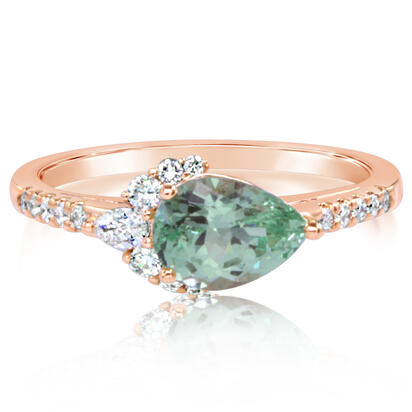 14K Rose Gold Mint Garnet/Diamond Ring 14K Rose Gold Mint Garnet/Diamond Ring