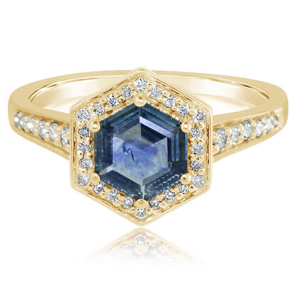 14K Yellow Gold Montana Sapphire/Diamond Ring 14K Yellow Gold Montana Sapphire/Diamond Ring