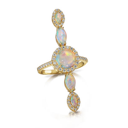 18K Yellow Gold Australian Opal/Diamond Ring 18K Yellow Gold Australian Opal/Diamond Ring