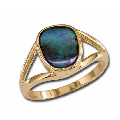 14K Yellow Gold Boulder Opal Small Stone Ring 14K Yellow Gold Boulder Opal Small Stone Ring