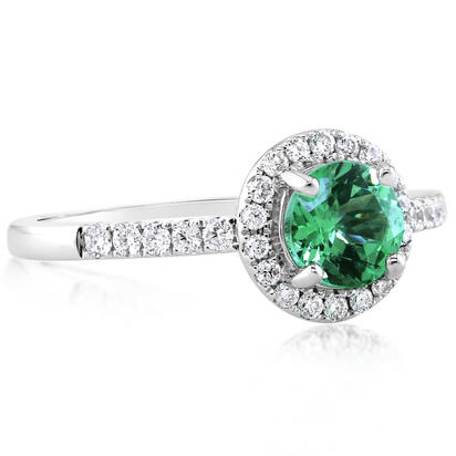 14K White Gold Mint Garnet/Diamond Ring 14K White Gold Mint Garnet/Diamond Ring
