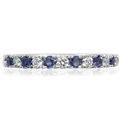 14K White Gold Yogo Sapphire/Diamond Wedding Band 14K White Gold Yogo Sapphire/Diamond Wedding Band