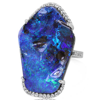 18K White Gold Australian Boulder Opal/Diamond Ring 18K White Gold Australian Boulder Opal/Diamond Ring