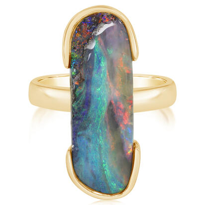 14K Yellow Gold Australian Boulder Opal Ring 14K Yellow Gold Australian Boulder Opal Ring