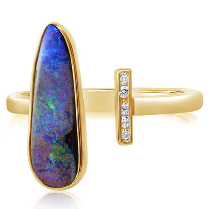 14K Yellow Gold Australian Boulder Opal/Diamond Ring 14K Yellow Gold Australian Boulder Opal/Diamond Ring