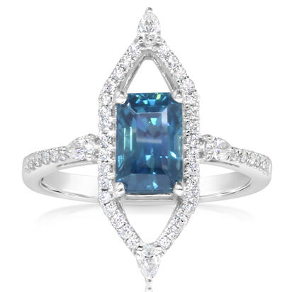 14K White Gold Blue Zircon/Diamond Ring 14K White Gold Blue Zircon/Diamond Ring