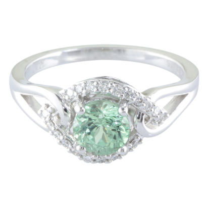 14K White Gold Mint Garnet/Diamond Ring 14K White Gold Mint Garnet/Diamond Ring