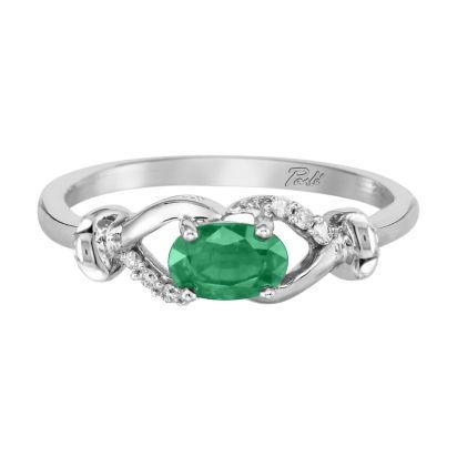 14K White Gold Emerald/Diamond Ring '0-D' 14K White Gold Emerald/Diamond Ring '0-D'