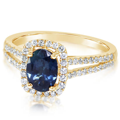 14K Yellow Gold Montana Sapphire/Diamond Ring 14K Yellow Gold Montana Sapphire/Diamond Ring