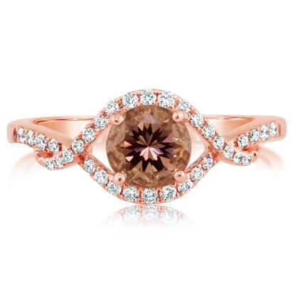 14K Rose Gold Lotus Garnet/Diamond Ring 14K Rose Gold Lotus Garnet/Diamond Ring