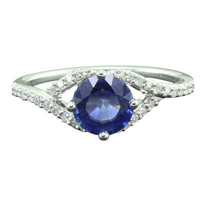 14K White Gold Blue Sapphire/Diamond Ring 14K White Gold Blue Sapphire/Diamond Ring