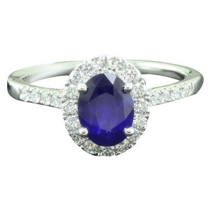 14K White Gold Ceylon Sapphire/Diamond Ring 14K White Gold Ceylon Sapphire/Diamond Ring