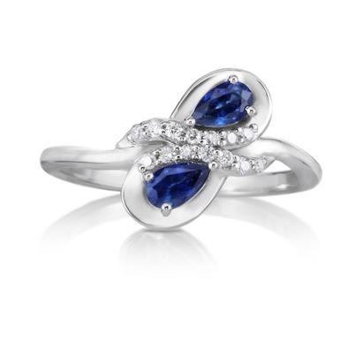 14K White Gold 5x3mm Pear Blue Sapphire/Diamond Ring 14K White Gold 5x3mm Pear Blue Sapphire/Diamond Ring