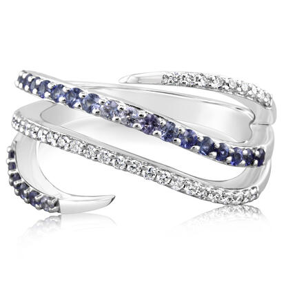 14K White Gold Graduated Blue Sapphire/Diamond Ring 14K White Gold Graduated Blue Sapphire/Diamond Ring