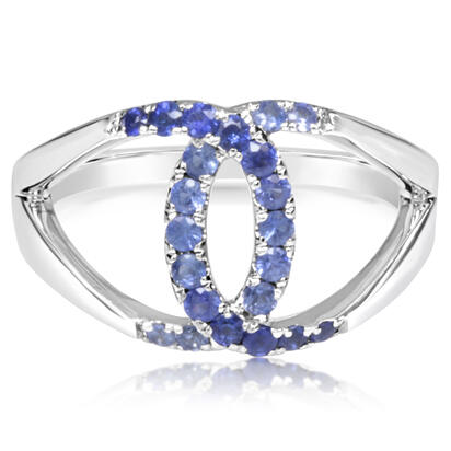 14K White Gold Graduated Blue Sapphire Ring 14K White Gold Graduated Blue Sapphire Ring
