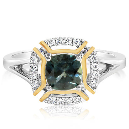 14K White and Yellow Gold Montana Sapphire/Diamond Ring 14K White and Yellow Gold Montana Sapphire/Diamond Ring