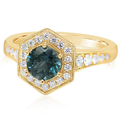 14K Yellow Gold Montana Sapphire/Diamond Ring 14K Yellow Gold Montana Sapphire/Diamond Ring