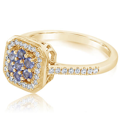 14K Yellow Gold Yogo Sapphire/Diamond Ring 14K Yellow Gold Yogo Sapphire/Diamond Ring