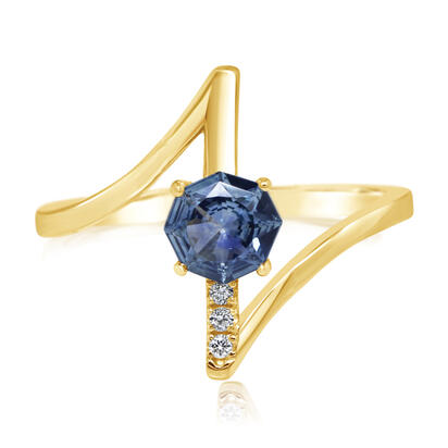 14K Yellow Gold 5 mm Octagon Montana Sapphire/Diamond Ring 14K Yellow Gold 5 mm Octagon Montana Sapphire/Diamond Ring