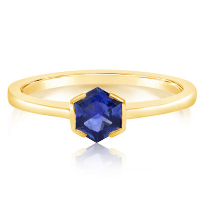 14K Yellow Gold 5mm Hexagon Montana Sapphire Pendant Ring 14K Yellow Gold 5mm Hexagon Montana Sapphire Pendant Ring