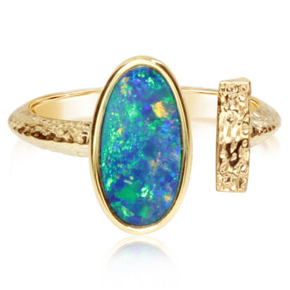 14K Yellow Gold Australian Opal Doublet Ring 14K Yellow Gold Australian Opal Doublet Ring