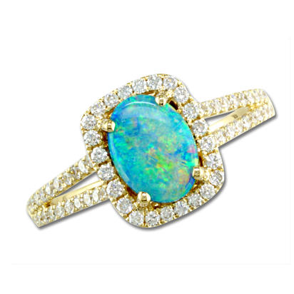 14K Yellow Gold Australian Opal/Diamond Ring 14K Yellow Gold Australian Opal/Diamond Ring