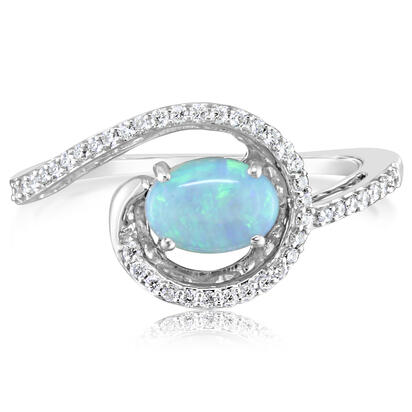 14K White Gold Australian Opal/Diamond Ring 14K White Gold Australian Opal/Diamond Ring
