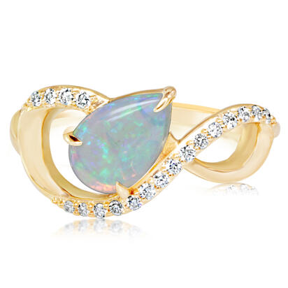 14K Yellow Gold Australian Opal/Diamond Ring 14K Yellow Gold Australian Opal/Diamond Ring