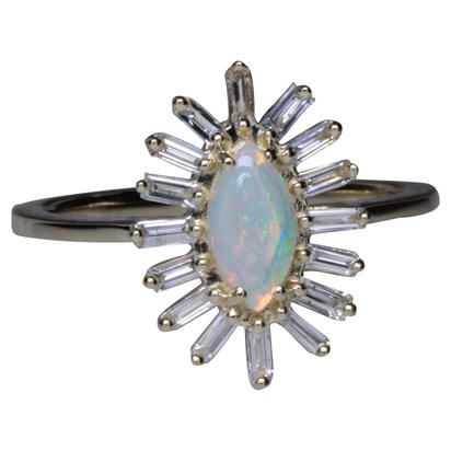 14K Yellow Gold Australian Opal/Diamond Ring 14K Yellow Gold Australian Opal/Diamond Ring
