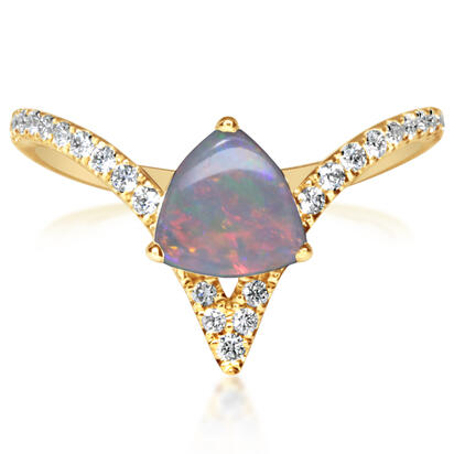 14K Yellow Gold Australian Opal/Diamond Ring 14K Yellow Gold Australian Opal/Diamond Ring