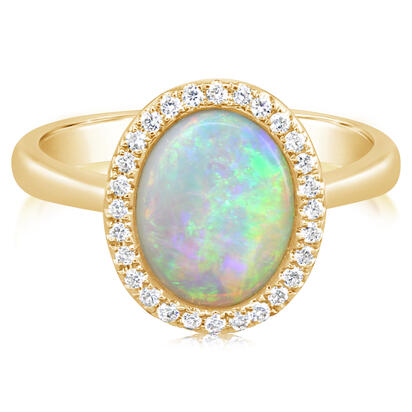 14K Yellow Gold Australian Opal/Diamond Ring 14K Yellow Gold Australian Opal/Diamond Ring