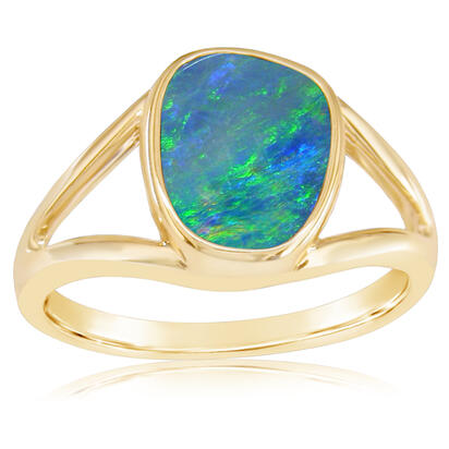 14K Yellow Gold Australian Opal Doublet Ring 14K Yellow Gold Australian Opal Doublet Ring