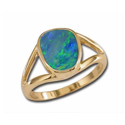 14K Yellow Gold Australian Opal Doublet Ring 14K Yellow Gold Australian Opal Doublet Ring